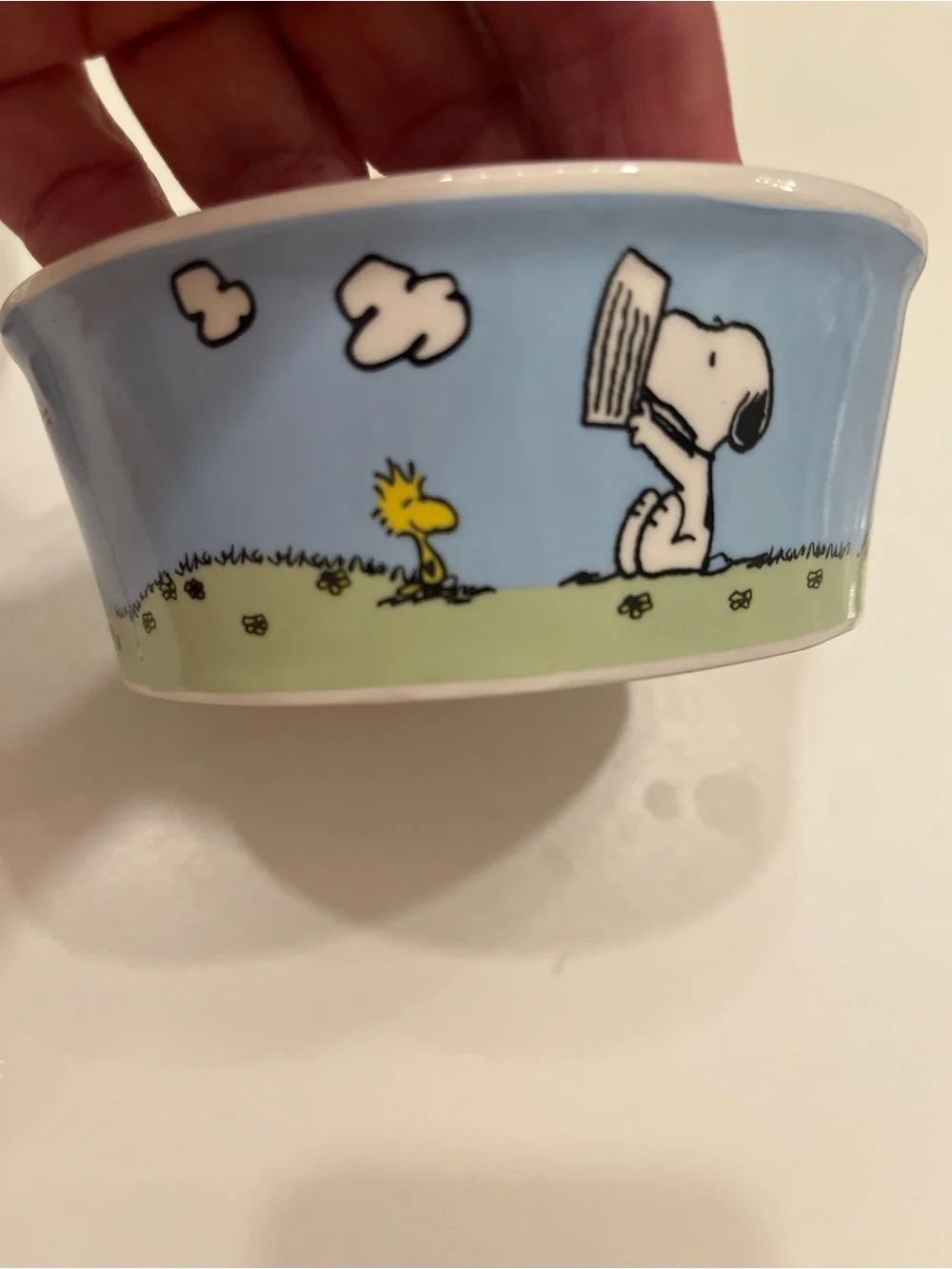 Peanuts Snoopy & Woodstock Ceramic Dog Bowls - White